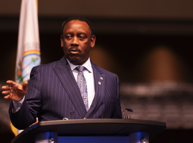Orange County, Fla. Mayor Jerry Demings discusses the Tourist Development Tax. Photo by Jared East